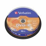 DVD-R VERBATIM  4.7GB, 120min, viteza 16x,  10 buc, Single Layer, spindle, 