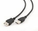 CABLU USB GEMBIRD prelungitor, USB 2.0 (T) la USB 2.0 (M), 3m, premium, conectori auriti, negru, 
