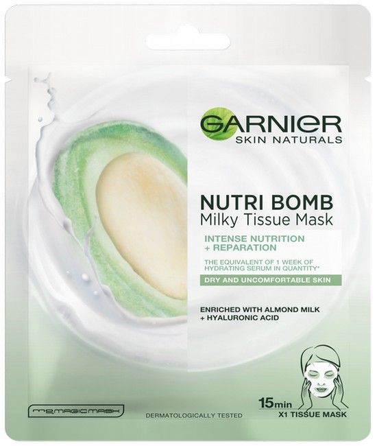 Masca faciala servetel Garnier Skin Active Nutribomb Lapte de migdale 28g