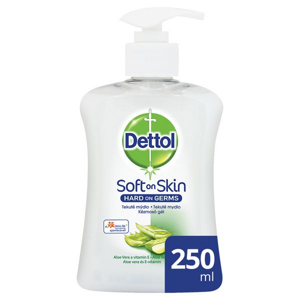 Sapun lichid antibacterian Dettol Soft on Skin Aloe Vera  Vitamina E 250 ml