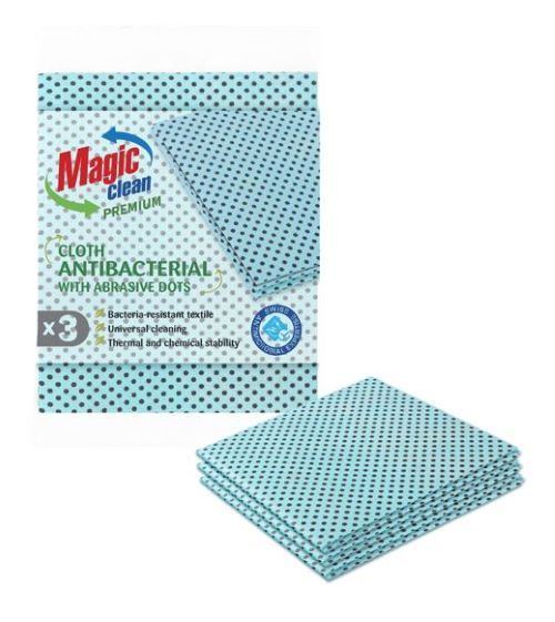Lavete antibacteriale cu buline abrazive Magic Clean Premium 3 buc set