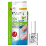 Eveline Cosmetics 8in1 Sensitive Total Action tratament profesional 8in1 pentru unghii 12 ml