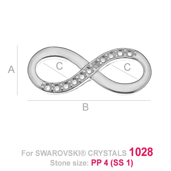 Link infinit, argint 925  pentru swarovski 1028 pp4 (ss1)