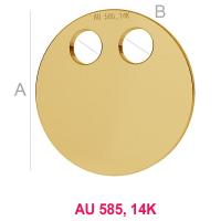 Banut aur A12,00 mm B2,50 mm, Aur 14k AU-585, placat cu aur de 24 k  