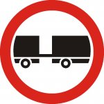 Accesul interzis autovehiculelor cu remorcă, cu excepția celor cu semiremorcă sau cu remorcă cu o osie