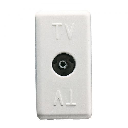 GW20228 - COAXIAL TV RESISTIVE SOCKET-OUTLET - IEC FEMALE CONNECTOR 9,5mm - DIRECT - 1 MODULE - SYSTEM WHITE
