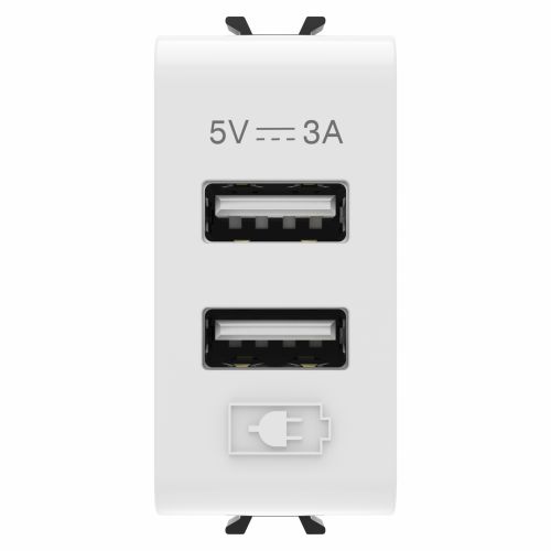 GW10447 - USB CHARGER - A+A TYPE - 3A - GLOSSY WHITE - 1 MODULE - CHORUSMART