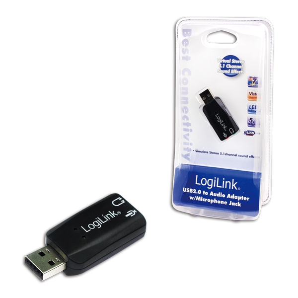 Placa de sunet externa 5.1 USB, conectori 2x jack de 3.5mm, viteza 44.1kHz, rezolutie 16 biti, functii: Virtual Speaker Shifter si Virtual 5.1, LOGILINK (UA0053)