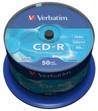 CD-R Verbatim DATALIFE 52X 700MB 50PK SPINDLE EXTRA PROTECTION (43351)