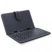 Tastatura & husa SPACER compatibil tablete 7'~8', piele, black, QWERTY, microUSB