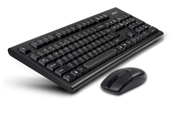 Kit tastatura+mouse Wireless A4TECH Padless (3100N), tastatura wireless (2 baterii) cu 104 taste si mouse wireless (1 baterie) cu 3 butoane si 1 rotita scroll, rezolutie sub 1000dpi, culoare: negru