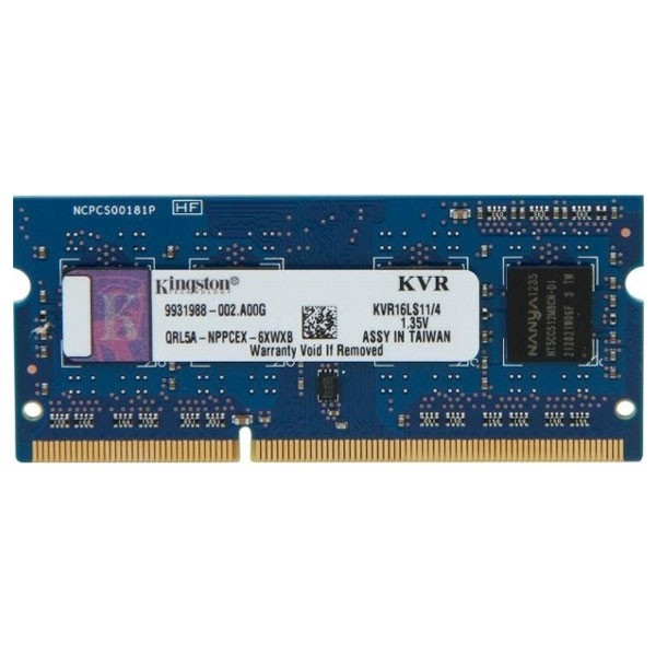 Kingston SODIMM 4GB DDR3 1600MHz , Low voltage 1.35V  (KVR16LS11/4)