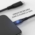 Cablu de date MFI Premium - Type C la Lightning, Iphone, Fast Charge, 1.2 m, Negru
