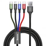 Cablu date Baseus 4 in 1 - USB la Lightning, 2 x Type-C, Micro-USB, 3.5A, 1.2m, Negru (CA1T4-B01)