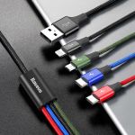 Cablu date Baseus 4 in 1 - USB la Lightning, 2 x Type-C, Micro-USB, 3.5A, 1.2m, Negru (CA1T4-B01)