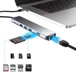 Hub USB C 8 in 1 Type C 3.1, 4K Hdmi, RJ45, Card reader SD/TF, Aluminu, Fast Charge laptop