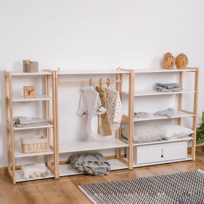 Clothing rack type B with shelf for kids combined with 1 MAXI and  1 MAXI + shelf