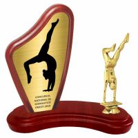Trofeu lemn WF405+Figurină Gimnastă F8337