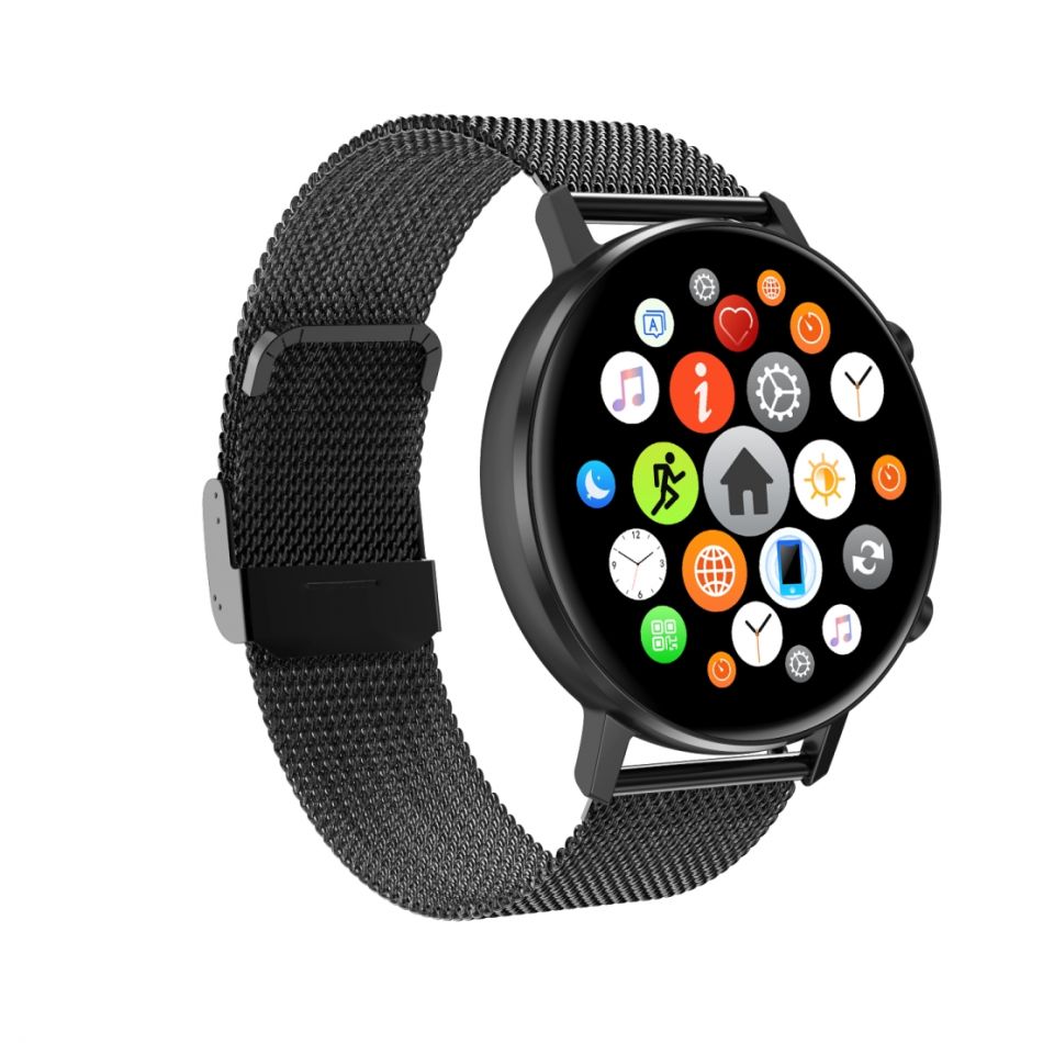 Ceas smartwatch TechONE™ DT96, bratara fitness, ecran Retina, BT 5.0, ritm cardiac, oxigen sange, IP 67, aluminiu, sporturi multiple, 2 curele, negru