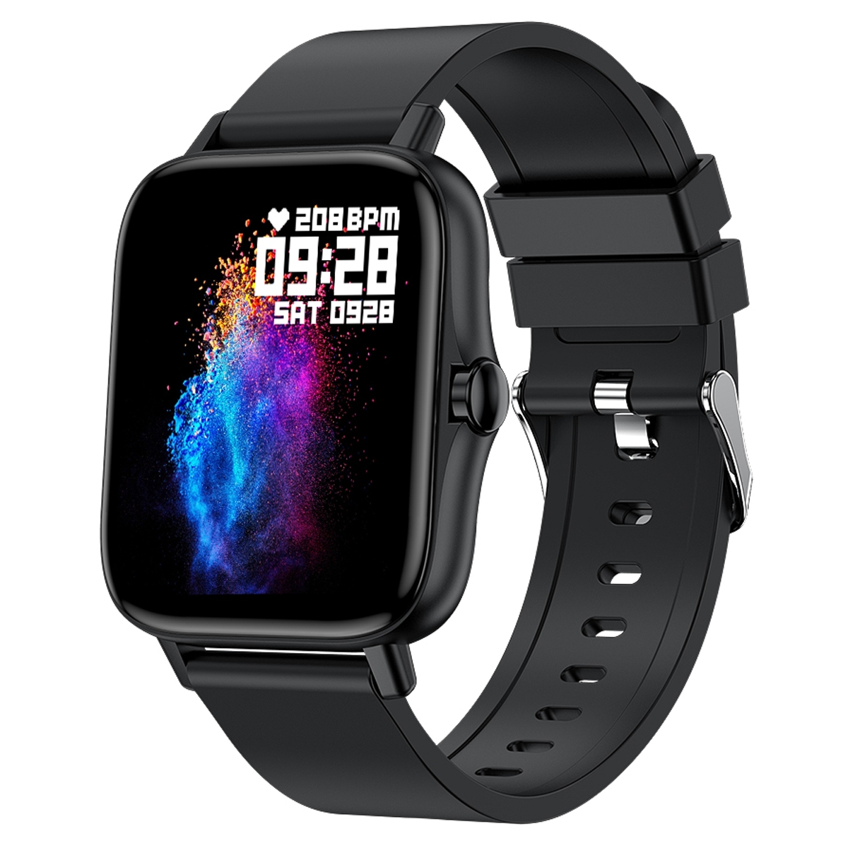 Ceas smartwatch TechONE™ T42, 1.7 inch IPS, multi sport, apel bluetooth 5.2, ritm cardiac inteligent, oxigen, rezistent la apa IP67, notificari, vibratii, negru