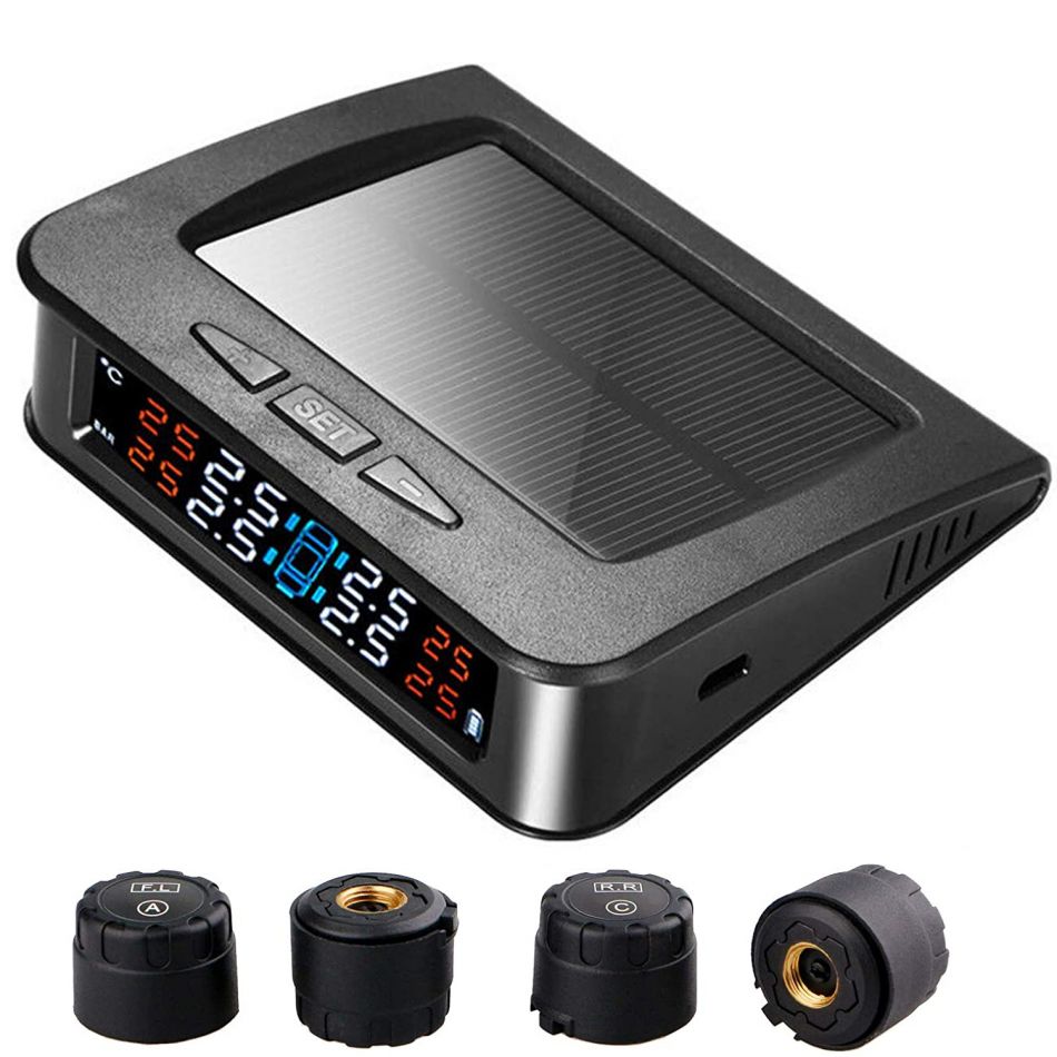 Sistem monitorizare presiune aer anvelope Techone® C220e, senzori externi, ecran color, incarcare solara si micro USB,  alarma auditiva, auto OFF, negru