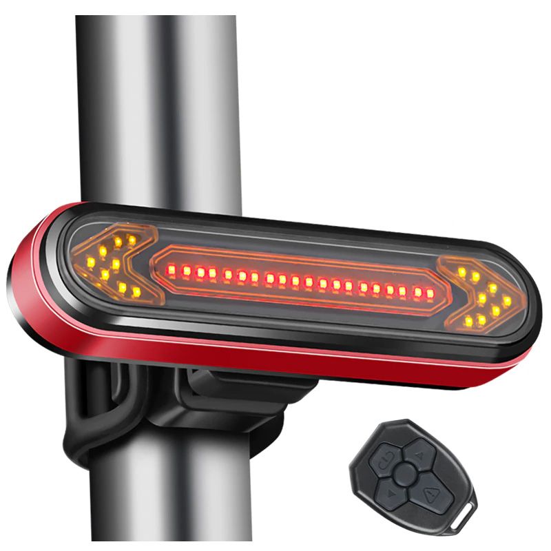 Semnalizare stop bicicleta cu telecomanda, Huerler® BK6700, LED, rezistent la apa, acumulator 500mAh, negru