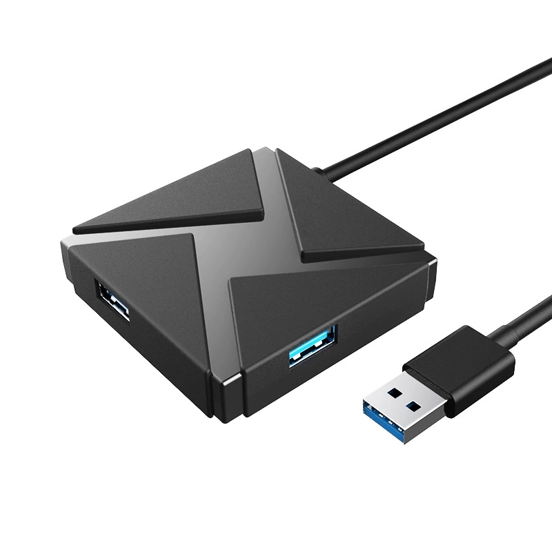 Hub USB Techone® 4TS, 4 porturi, viteza 3.0, cablu 15 cm, negru