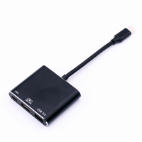 Adaptor Type C la HDMI 4K, USB 3.0 si Type C mama, Techone® TCHD, incarcare si transfer de date, cablu 9cm, negru