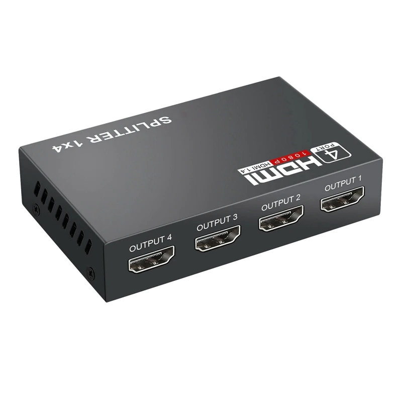 Splitter HDMI Techone® SplitMax 4, iesire 4 x HDMI 1080p, cu amplificator, cu sunet, negru