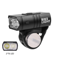Far bicicleta Huerler® Z03A, 2 x T6 LED, acumulator 1000mAh,  incarcare USB, rezistent la apa, 4 moduri luminare, negru