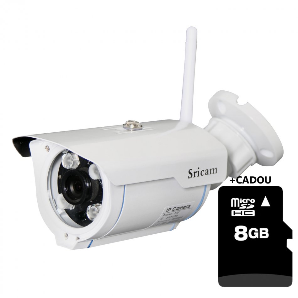 Camera de supraveghere WIFI Sricam™ SP007 Pro, exterior, 2MP, night rezistenta la apa, FullHD, senzor pachet bundle (Camera + 32GB)