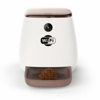 Hranitor automat WiFi Grunluft® PP001, pentru caini sau pisici, functie adapator, camera video Full HD, sunet hranire, control aplicatie, programabil, alb