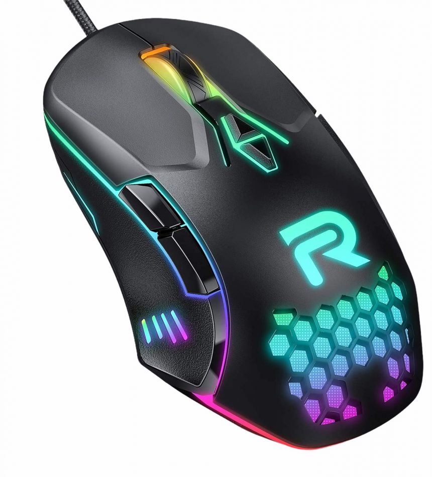 Mouse Gaming profesional Runmus® CW902, 6500 DPI 6 trepte, Iluminare RGB, 7 Butoane, programabil, software inclus, USB 3.0, Negru