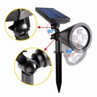 Lampa solara Huerler™ 4LED-uri, cu picior, 330 lumeni, senzor de miscare si lumina, 2200mAh, negru