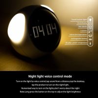 Ceas digital cu alarma copii KD Home® Emoji, acumulator 1500mAh, 5 tonuri, lumina de veghe cu control vocal, afisare temeperatura, alb