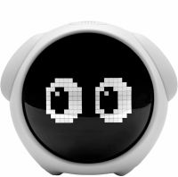 Ceas digital cu alarma copii KD Home® Emoji, acumulator 1500mAh, 5 tonuri, lumina de veghe cu control vocal, afisare temeperatura, alb
