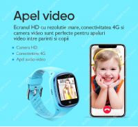 Ceas smartwatch GPS copii Techone™ LT06 4G,, apel video, camera HD, Android, buton SOS, bluetooth, WIFI, rezistent la apa, blocare apel, monitorizare spion, Albastru