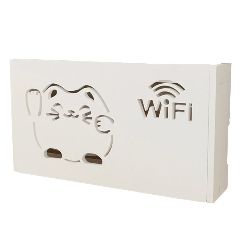 Raft Suport Router Wireless Kidprotect® M 405x205x95 mm, pentru mascare fire si echipament WI-FI, posibilitate montare pe perete, alb