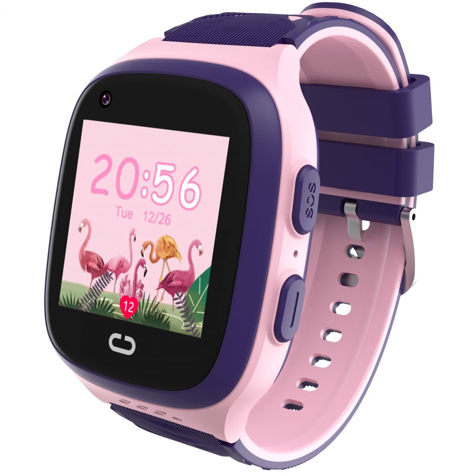Ceas smartwatch GPS copii Techone™ LT31 4G, 1.4 inch, apel video, camera HD, buton SOS, rezistent la apa, blocare apel, monitorizare spion, Roz