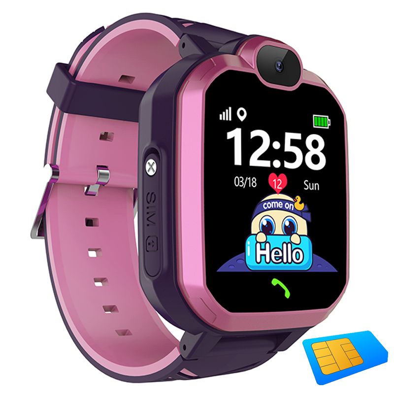 Ceas smartwatch copii Techone® G7, functie telefon, agenda, 8 jocuri, camera foto, muzica, reportofon, calculator, rezistent la apa, SIM inclus, Roz