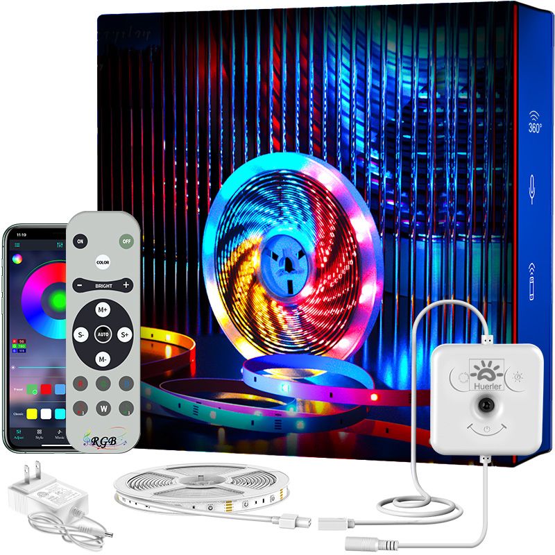 Kit Banda LED Huerler™ Smart RGB 12metri, Wi-FI, control aplicatie, telecomanda, Bluetooth, lumina Multicolora, Music Sync, control vocal, Led Strip