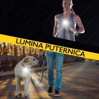 Mini lanterna pentru alergare LED Techone® Bright Self, cu clips agatare, posibilitate agatare zgarda caini, mod led rosu alerta, negru