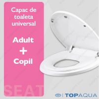Capac WC cu reductie copii, Topaqua SF-9005, inchidere lenta duala, reductor cu prindere magnetica, plastic durabil, alb