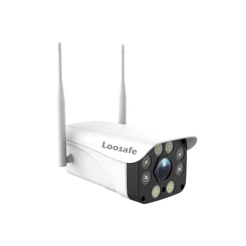 RESIGILAT Camera de supraveghere WIFI Loosafe™ Y9018, de exterior, cloud/card, rezistenta la apa, 2MP 1080p, senzor miscare, comunicare bidirectionala, activare lumina, alb