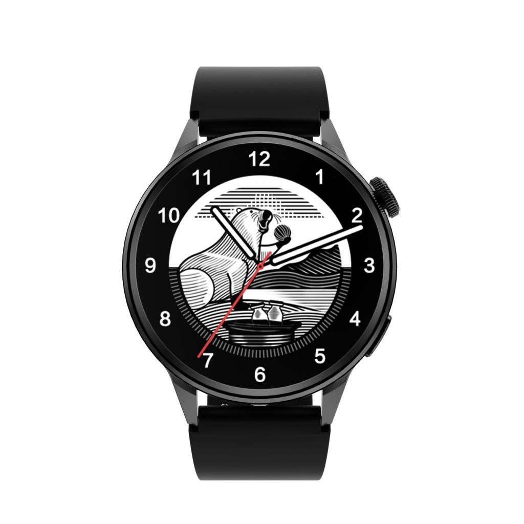 RESIGILAT Ceas smartwatch TechONE™ DT4+, 1.36 inch IPS, pentru barbati, NFC, apel bluetooth 5.0, GPS Track, multi sport, curea silicon, negru