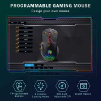 RESIGILAT Mouse Gaming profesional Runmus® CW902, 6500 DPI 6 trepte, Iluminare RGB, 7 Butoane, programabil, software inclus, USB 3.0, Negru