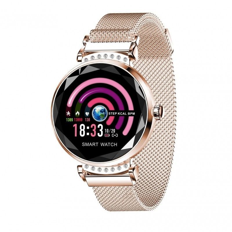 RESIGILAT Ceas smartwatch TechONE™ H2, senzor ritm cardiac, sporturi multiple, notificari, conectare telefon, rezistent la apa, auriu