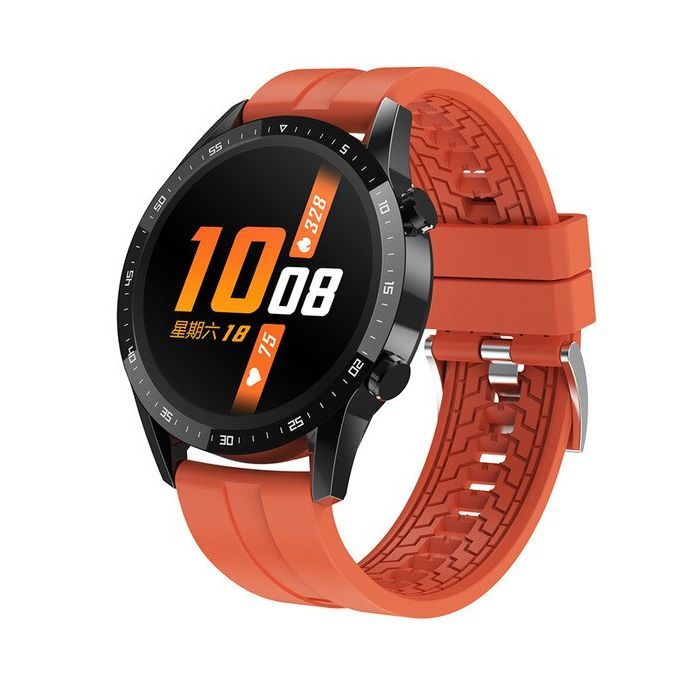 RESIGILAT Ceas smartwatch TechONE™ T30, 1.3 inch HD, multi sport, apel bluetooth, ritm cardiac, oxigen, rezistent la apa, notificari, vibratii, senzor Bosch, negru/portocaliu