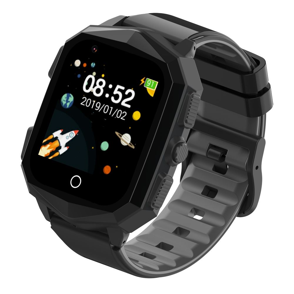 RESIGILAT Ceas smartwatch GPS copii Techone™ KT20S 4G, 1.4 inch OGS, apel video, vibratii, camera ultrapixel, Wi-Fi, rezistent la apa IP67, telefon, fatete multiple, bluetooth, SOS, touchscreen, monitorizare spion, Negru