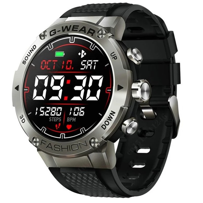 Ceas smartwatch barbati TechONE K28H G-Wear Rugged, 1.32 inch Retina, apel bluetooth, multi sport, ritm cardiac, notificari, oxigen, vibratii, BT 5.0, metalic, rezistent socuri, Negru